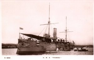 British Royal Navy HMS Thames WWI RPPC  c.1910