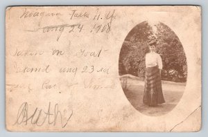 1908   Pretty Woman  on Goat Island  Niagara Falls   New York    Postcard