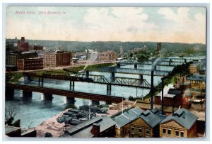 c1910 Bridge and River View Des Moines Iowa IA Antique Frank Draper Postcard