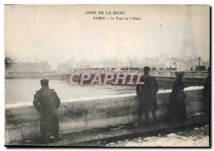 Postcard Old Crue of the Seine Paris Pont de l'Alma Eiffel Tower