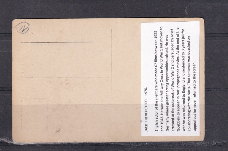 JACK TREVOR, BRITISH ACTOR, GERMAN FILMS, c1930 ppc., unused.