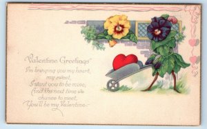 Valentine Greetings poem flower gardening fantasy romance Postcard