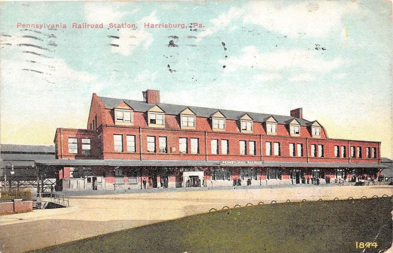 D65/ Harrisburg Pennsylvania Pa Postcard 1912 Penn Railroad Station Depot