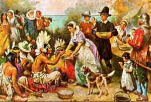 History The First Thanksgiving 1621 Painting By J L G Ferris