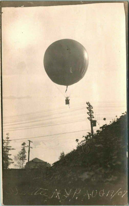 RPPC Alaska-Yukon-Pacific Ausstellung August 19, 1909 Heißluftballon I Flug