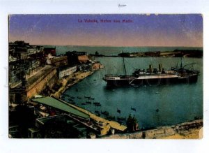 191806 MALTA La VALETTA ship liner in port Vintage postcard