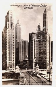 USA Illinois Chicago Michigan Avenue and Wacker Drive Vintage RPPC C281