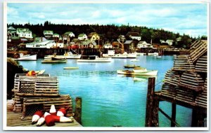 Postcard - A Typical Maine Village - New Harbor, Maine