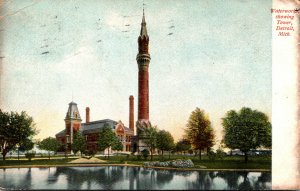 Michigan Detroit Waterworks Showing Tower 1907