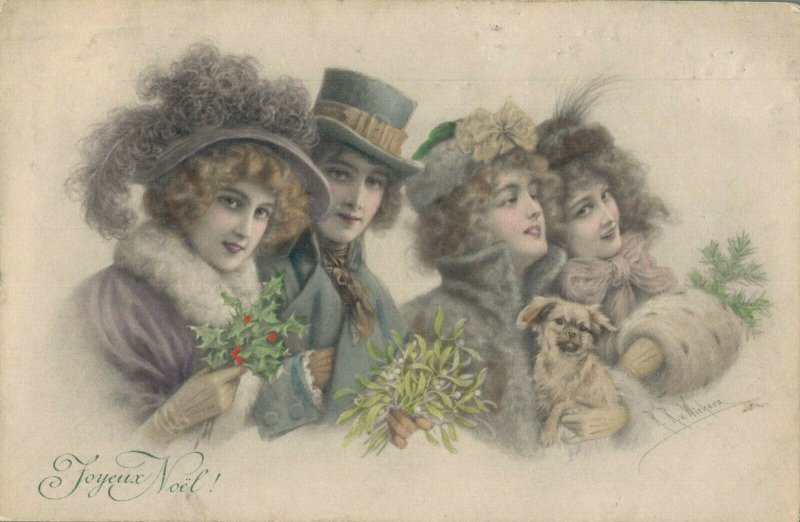 Merry Christmas Art Nouveau People 04.78