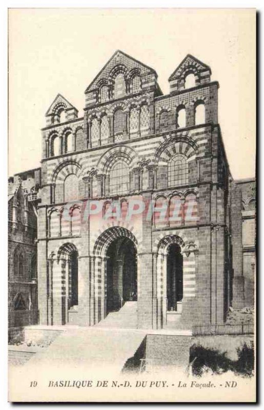 Basilica of Nd Puy Old Postcard The front