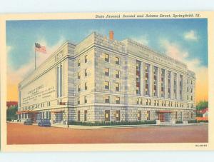 Unused Linen BUILDING SCENE Springfield Illinois IL H5373