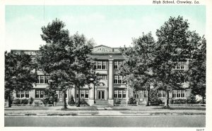 Vintage Postcard 1920's View of High School Building Crowley Louisiana LA