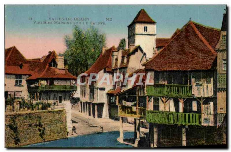 Old Postcard Salies-de-Bearn Viellies Houses On The Saleys