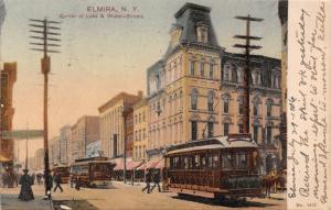 ELMIRA NEW YORK~CORNER OF LAKE-WATER STREETS~KOEBER PEACOCK #1412 POSTCARD 1906