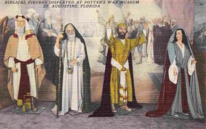 Biblical Figures Potters Wax Museum Bible St Augustine Florida linen postcard