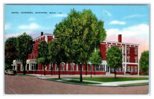 MANISTEE, Michigan MI ~ Roadside HOTEL CHIPPEWA c1940s Linen Postcard