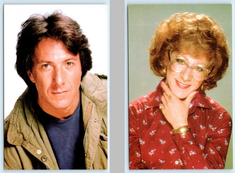 2 Postcards DUSTIN HOFFMAN Famous Actor as TOOTSIE Cross Dressing c1980s