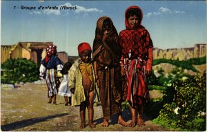 PC CPA MOROCCO, GROUPE D'ENFANTS, VINTAGE POSTCARD (b15391)