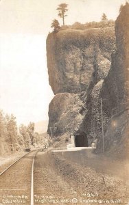 RPPC ONEONTA TUNNEL COLUMBIA HIGHWAY OREGON RAILWAY REAL PHOTO POSTCARD (1920s)