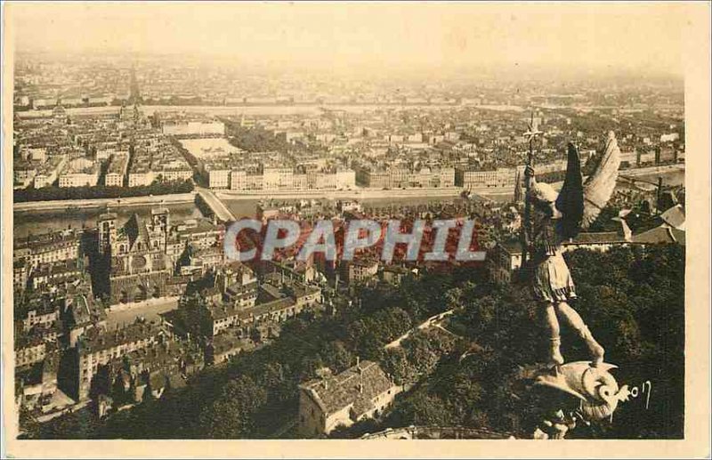 Postcard Old Lyon (Rhone) La Douce France Vue Generale taking N D Fourviere