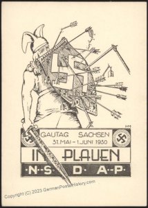 3rd Reich Germany 1930 NSDAP Plauen Gautag Sachsen Rally  Card 110742