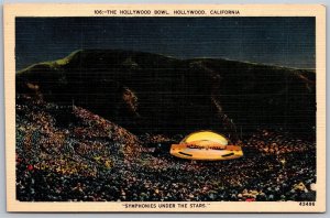 Vtg California CA The Hollywood Bowl Symphonies Under The Stars 1930s Postcard