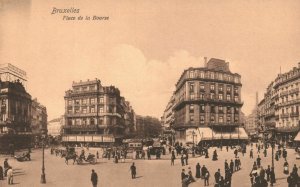 Vintage Postcard 1910's View of Bruxelles  Place de la Bourse Brussels Belgium