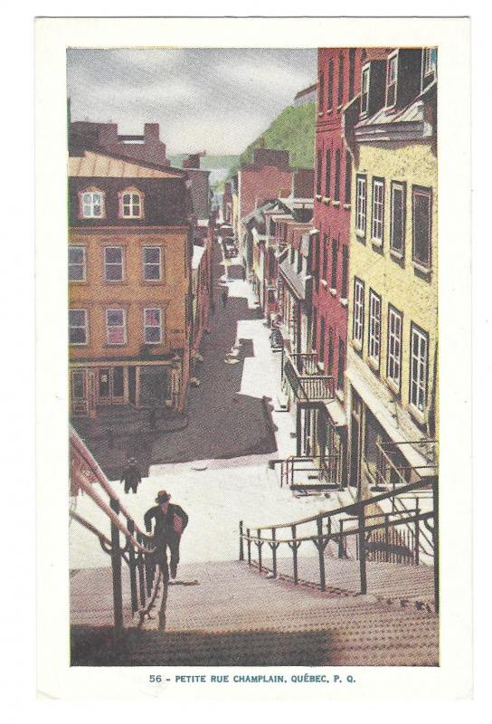 Canada Petite Rue Champlain Quebec Vintage Lorenzo Audet Postcard