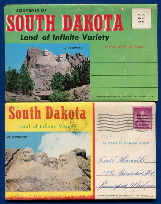 Lot of 2 South Dakota sd views Mt Rushmore postcard folders