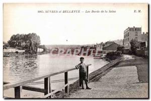Old Postcard Sevres and Bellevue Banks of the Seine