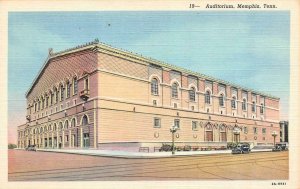 MEMPHIS, Tennessee TN   AUDITORIUM & Street View~Cars  c1940's Linen Postcard