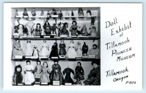 RPPC  TILLAMOOK, Oregon OR ~ Pioneer Museum DOLL EXHIBIT ca 1950s Postcard