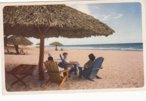 P1960 vintage cuba postcard people at beautiful varadero beach water etc unused