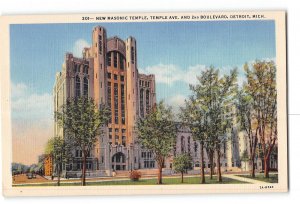 Detroit Michigan MI Postcard 1930-1950 New Masonic Temple