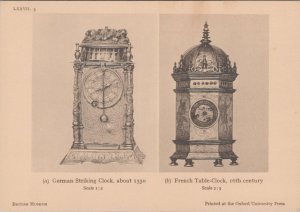 British Museum Postcard - Clocks, German Striking Clock, French Clock  RR17370