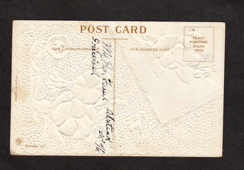 Remember Me Greetings Postcard Flowers Purple Yellow Vintage PC