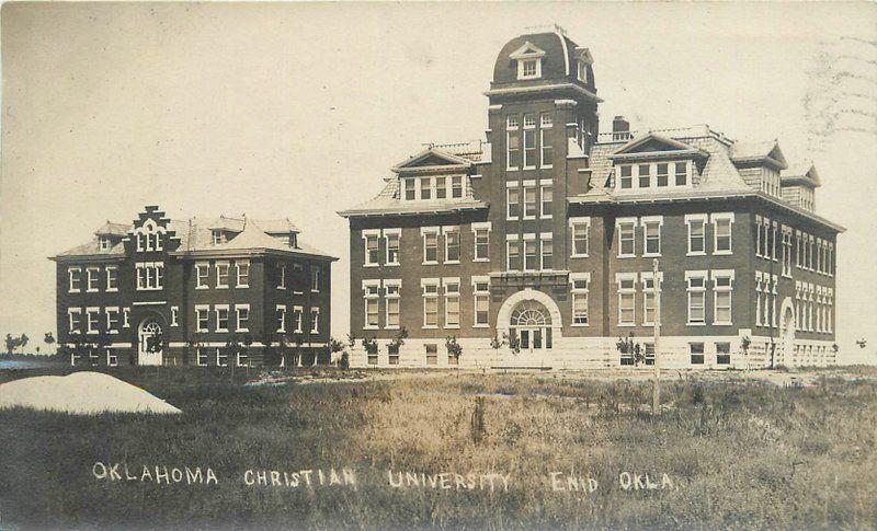 1909 Enid Oklahoma Christian College RPPC Real photo postcard 12451