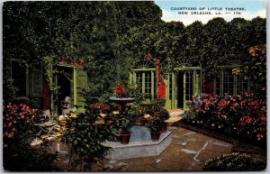 Courtyard Of Little Theater New Orleans Louisiana LA Graden Fountain Postcard