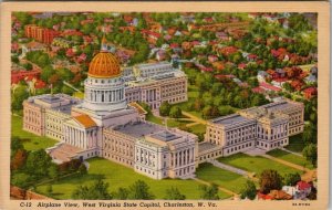 WV Airplane View State Capitol Charleston West Virginia Postcard Z28