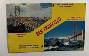Vintage Postcard Greetings from San Francisco, CA Bay & Golden Gare Bridge K2
