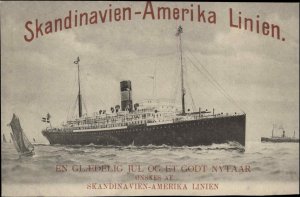 Steamship Ship Skandinavien-Amerika Line Postcard Size Blank Back