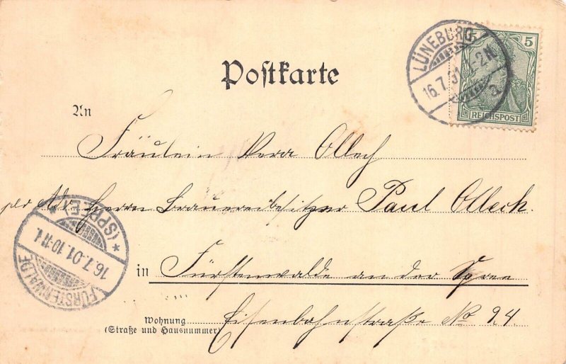 L262 Germany 1901 Gruss aus Lueneburg vintage postcard