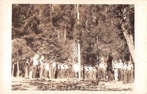 Oakland California Kamp Kidds Boys Camp Flag Raising Real Photo Postcard AA31873