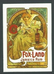 1986 Post Card Alphonse Mucha Fox Land Jamaica Rum 1897 Repo 6 X 4