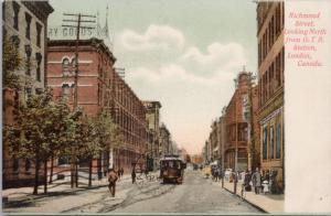 Richmond Street London Ontario ON looking North from GTR Station Postcard E18