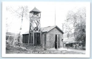 RPPC EUREKA, NV Nevada ~ Old FIRE STATION Scene  c1950s Mining Town Postcard