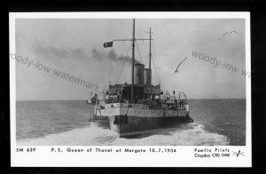 F2860 - Paddle Steamer - Queen of Thanet - at Margate c1934 - Pamlin postcard
