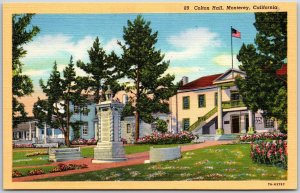 Colton Hall Monterey California CA Landscaped Grounds Monument Trees Postcard