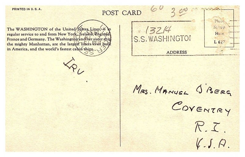 S.S. Washington, United States lines